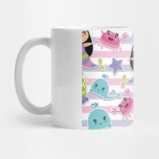 Cute Beautiful Mermaid & Dolphin Fish Pattern Artwork Mug